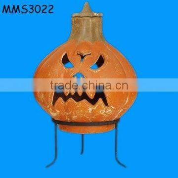 terracotta pumpkin angry face chimenea