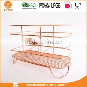 WI2905 Square Rose Gold Metal Wire Utensils Holder photo-4