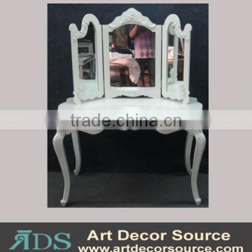 pure white dressing table with folding mirror