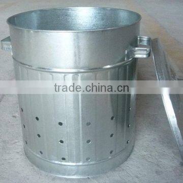 Large Metal mobile garbage bin in metal color