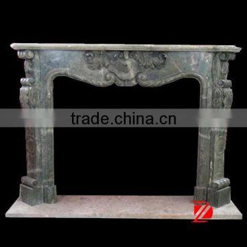 antique landscape green insert marble fireplace surround