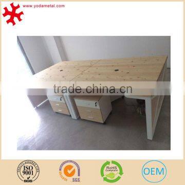 2 Person Wood Office Computer Desk with 3 Drawer Pedestal ,Unfinished, Natural