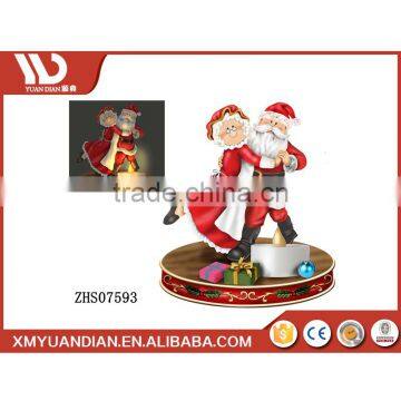 Wholesale Craft Supplies Promotional Gifts Customized Logo Poly Resin Ornament Snowman Santa Couple Led Light Christmas photo-2