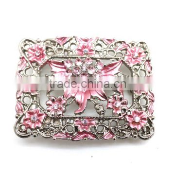 Belt Buckle with Painting Gems Rhinetone, Hot sale embellished buckle, Zinc Alloy Embellishment Floral Design