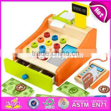 New Style Kids Pretend Play Cash Register Wooden Cashier Toy W10A062 photo-4