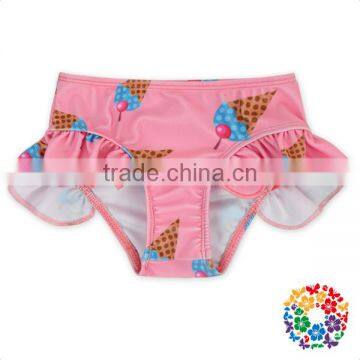 Cute Baby Swimming Trunks And Tops Breathable Pink Ice Cream Pattern Baby Girls Swimsuits