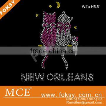 New Orleans rhinestone iron on transfer wildcat