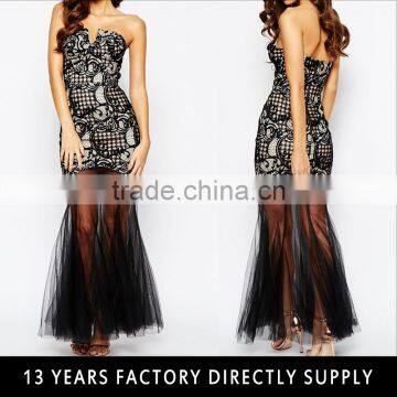 Hup Classy Evening Dress Sexy Sweetheart Porn Dress 2016 Long Evening Fish Cut Lace Dress With Tulle Bottom