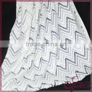 White geometric nylon fabric swiss lace, fashion tricot fabric for dress,blouse