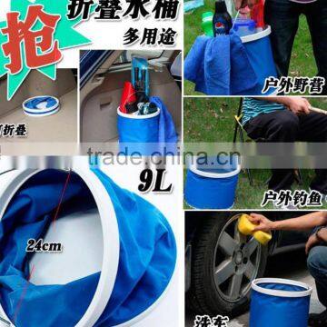 Foldable Portable Collapsible Bucket Watertight Fabric No Leakage Portable Fishing Bucket With a Zippered Pouch photo-2