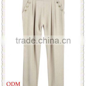 newest chiffon trousers design gold button ornament loose fit capris latest trousers for women