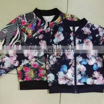 Yiwu stocks lots girl's fashion long sleeve printed jacket