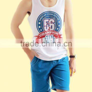 New design for men's tank top for summer ,custom logo printed, 100% cotton