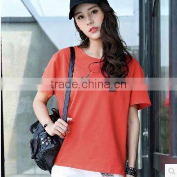 Pure Cotton Short Sleeve Summer Embroidery T-shirt Female Letters Loose Big Yards photo-5