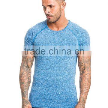 Heather Blue Spandex Dry Fit Men Training Fitted t Shirt photo-2