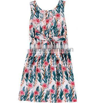 High Quality Summer Flower Printed Mother Daughter Matching Dress photo-4