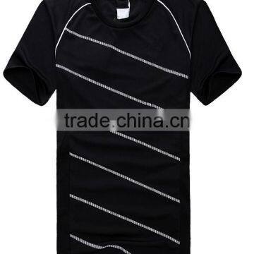 100% Polyester White Wholesale Striped Men Blank t Shirt photo-2