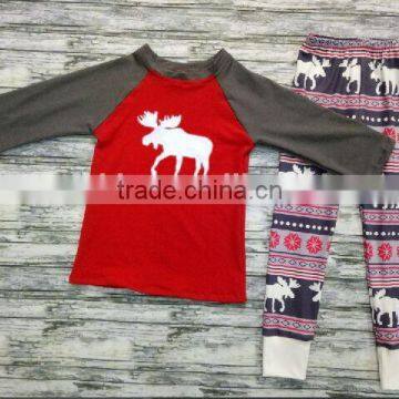 christmas unisex children clothing sets wholesale kids Christmas pajamas with moose printed