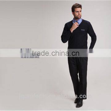 Juqian WOOL /POLYESTER Mixed Round Neck Black Mens Security Uniform Pullover Security Sweater photo-4