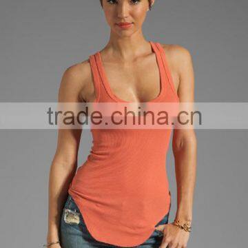 Silk Rib Baseball Coral Tank