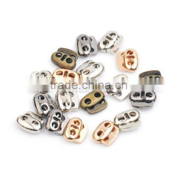 4 Colors Small Oval Metal Alloy Stoppers Toggle Cord Locks Drawstring Lock Two Holes for 3mm Bungee Cord STP-018 photo-3