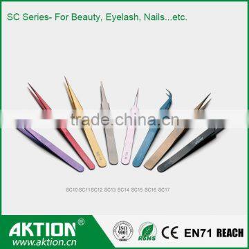 Fine Tip Mirror Polish Eye Brow Tweezers beauty tweezers SC series