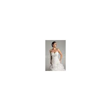 Simple Sweep Train Sweetheart Neckline Ruffled Wedding Dress for Autumn / Winter