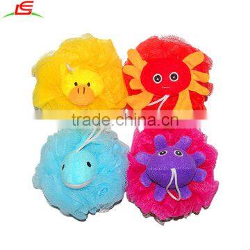 4Pcs Set Around 5-inch Loofah Kids Childs Baby Toy Stuffed Animal Bath and Shower Mesh Pouf