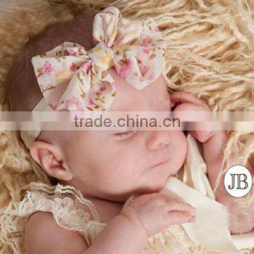 New Products Baby Girls Princess big bow headwrap with chiffon floral elastic headband kids Hair Accessories