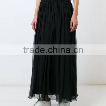 Custom Women 100% Silk Black Pleated Skirts,Fashion Summer Clothes Silk Pleated Skirts For Women photo-4