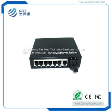 GRT 10/100/1000M Ethernet  7-RJ45 Port Single/Multi Mode Fiber Optical Media Converter