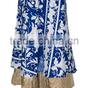 Indian Two Layer Silk Wrap Skirt For Ladies