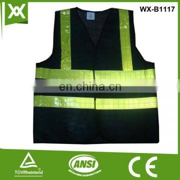 Factory produce polyester tape high visibility safety black tape mesh vest