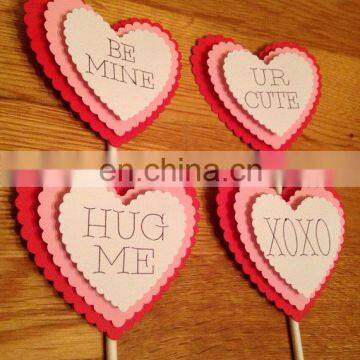 Newest Custom Heart Shaped Paper Cupcake Topper Wedding Cake Decor