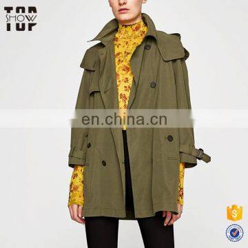 Factory design trench coats long sleeve short ladies trench coat for women