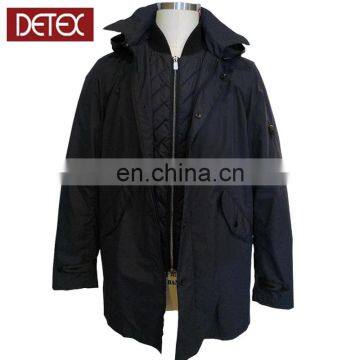 Detachable Black Men Hooded Winter Coat Winter Jacket