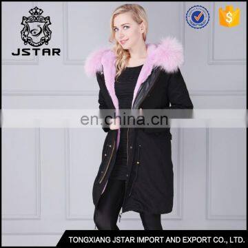 Fashion design women's fake fur coats with rabbit fur collar