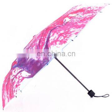 Customized solid color compact 3 folding automatic umbrella