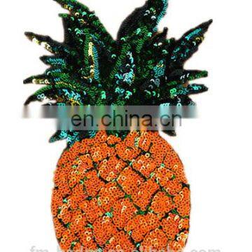New arrival China wholesale sequin design pineapple embroidery applique sequin patch for dressGood quality pineapple for garment