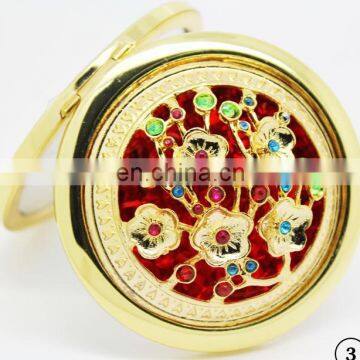 Flower Decoration Gold Metal Compact Mirror