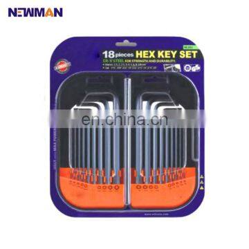 Onsite Checked Supplier Hex Key L-wrench, 18pcs Combo Hex Key Set