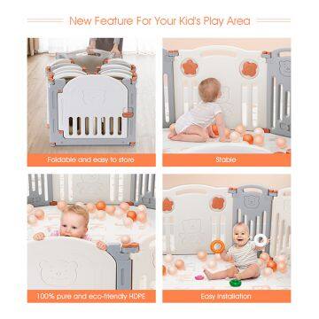 ABST Manufacture Good Quality Big Size Square and Circle Folding Baby Playpen Easy Storage Foldable Baby Bear Fences Plastic photo-4