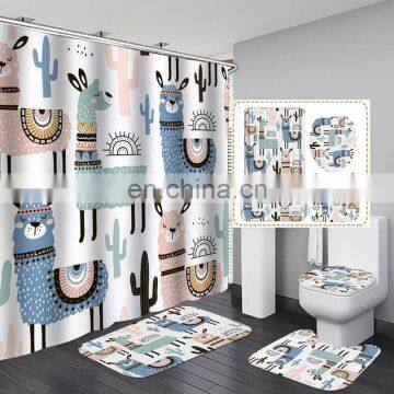 i@home eco friendly animals print alpaca digital custom cartoon bathroom shower curtain cactus