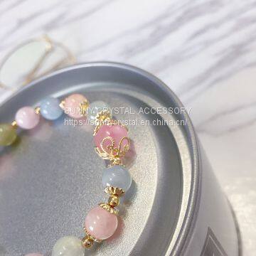 Natural crystal morgan stone morganite faceted bracelet bracelet ice kind jewelry gift promote popular career