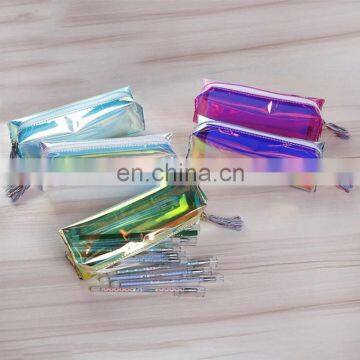 Laser transparent Pencil Bags Students Colorful Candy Pencil Case PU 6colors