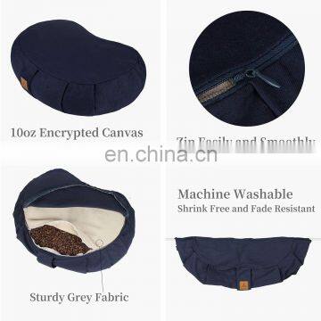 Round Zippered Organic Cotton Zafu Meditation Cushion Zabuton Meditation Pillow Yoga Bolster/Pillow Floor Seat Natural Buckwheat photo-4