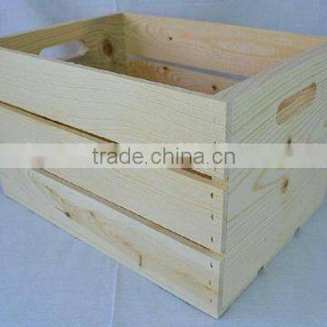 Custom Logo Pine Wood Crate with Handle