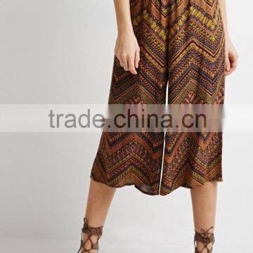 Abstract Chevron Print Wide-Leg Culottes Women Clothes