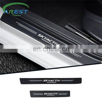 4pcs car Sticker door carbon leather Fiber Sill Plate For Mazda 3 6 CX-7 CX-9 CX-3 CX30 accessories