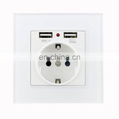 EU Standard Home Wall Electrical  Dual USB Power charge Socket